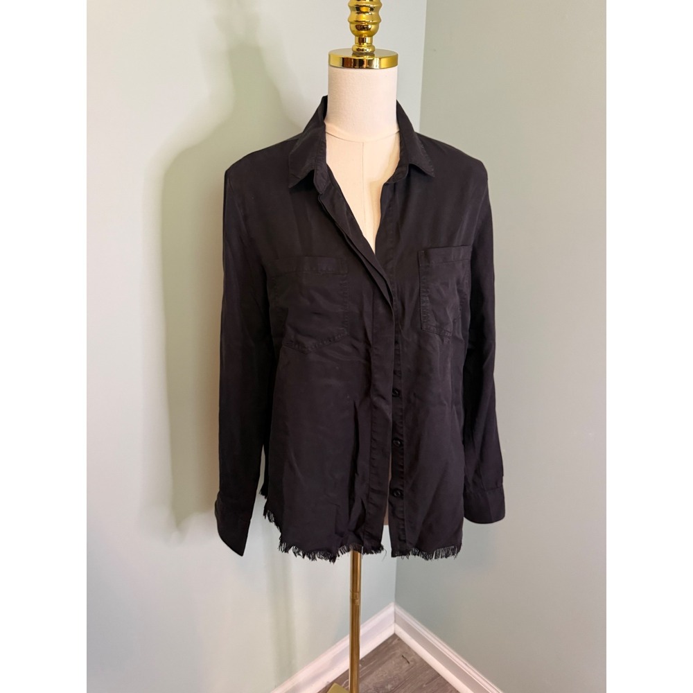Velvet Heart‎ Black 100% Tencel Riley Button Down Utility Blouse Workwear Size M